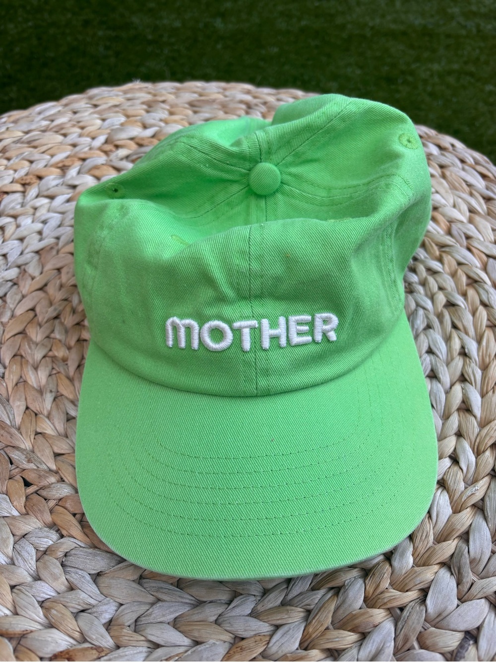 MOTHER Bright Green Embroidered Logo Baseball Cap